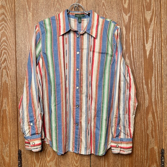 LRL Ralph Lauren Tops - Ralph‎ Lauren Western Diamond Pearl Snap Button Navajo Large Aztec Indian Cowboy